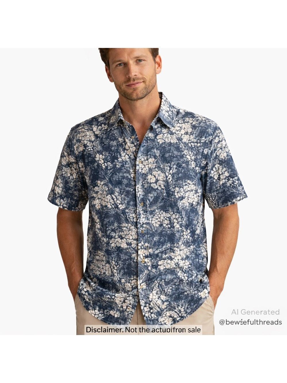 Coastal Resort Botanical Shirt XXL Blue White Hawaiian Relaxed Summer Dadcore